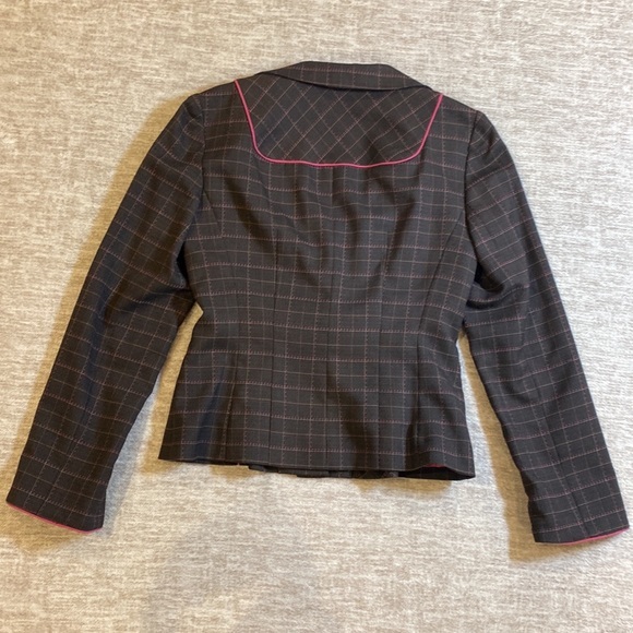 Women's Black and Pink Plaid Jacket - Picture 2 of 7